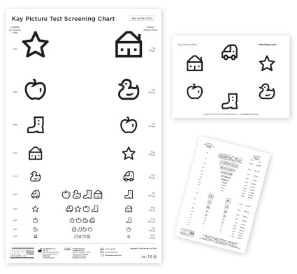 Kay Picture Test Screening Chart, paediatric distance vision testing chart
