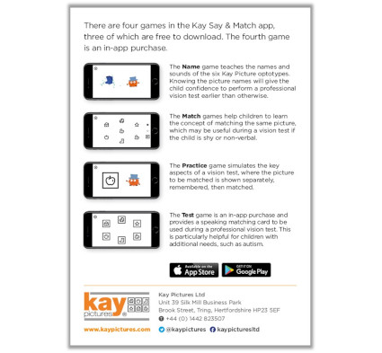 Kay Say & Match App, paediatric vision testing app