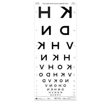 Kay Letter Test 6 Metre Acrylic Mirrored LogMAR Chart, vision screening chart
